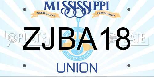 ZJBA18 Mississippi License Plate
