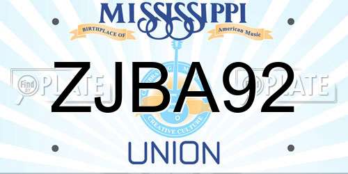 ZJBA92 Mississippi License Plate