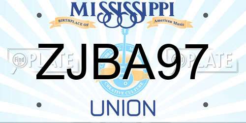 ZJBA97 Mississippi License Plate
