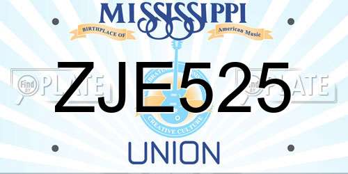 ZJE525 Mississippi License Plate