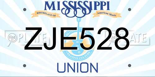 ZJE528 Mississippi License Plate