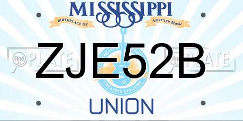 ZJE52B Mississippi License Plate