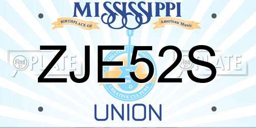ZJE52S Mississippi License Plate
