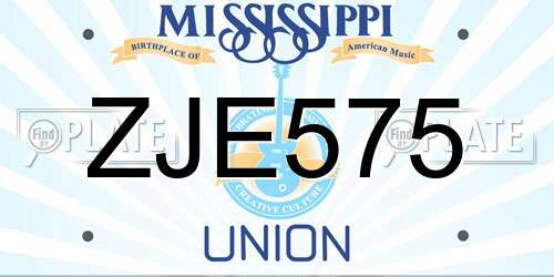 ZJE575 Mississippi License Plate