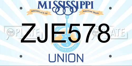 ZJE578 Mississippi License Plate
