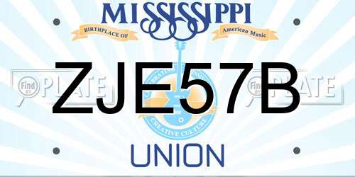 ZJE57B Mississippi License Plate