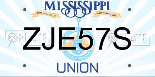 ZJE57S Mississippi License Plate