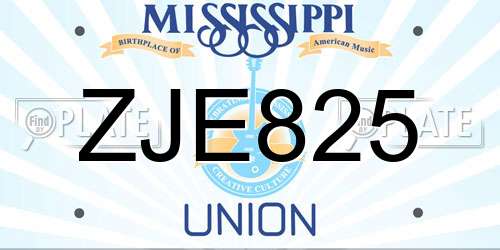 ZJE825 Mississippi License Plate