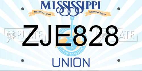 ZJE828 Mississippi License Plate