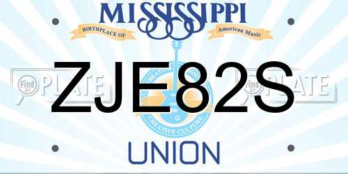 ZJE82S Mississippi License Plate