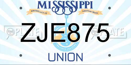 ZJE875 Mississippi License Plate