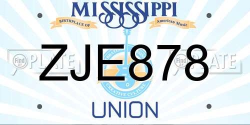 ZJE878 Mississippi License Plate