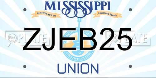 ZJEB25 Mississippi License Plate