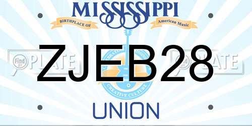 ZJEB28 Mississippi License Plate