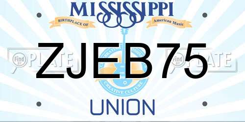 ZJEB75 Mississippi License Plate