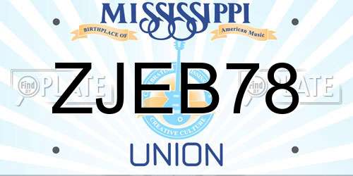 ZJEB78 Mississippi License Plate
