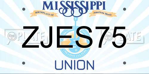 ZJES75 Mississippi License Plate