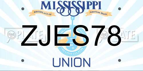 ZJES78 Mississippi License Plate