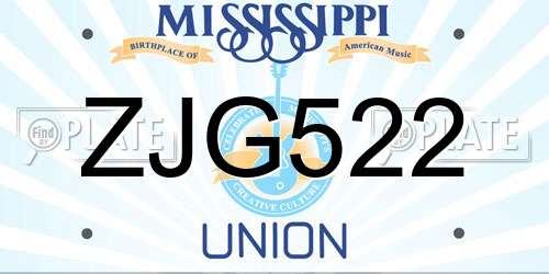 ZJG522 Mississippi License Plate
