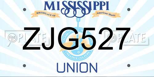 ZJG527 Mississippi License Plate