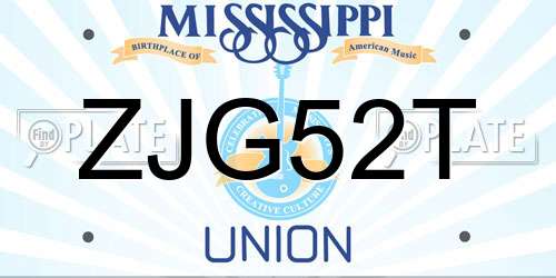 ZJG52T Mississippi License Plate