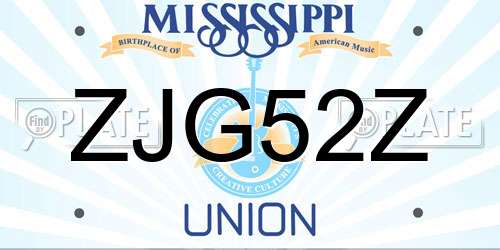 ZJG52Z Mississippi License Plate