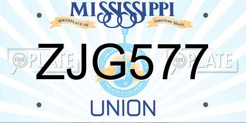 ZJG577 Mississippi License Plate