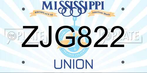ZJG822 Mississippi License Plate