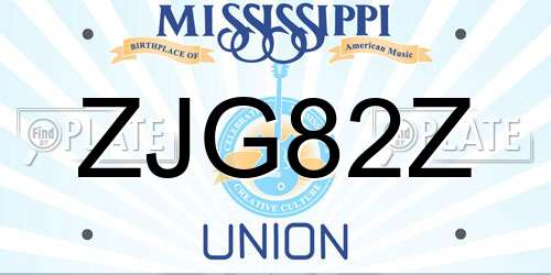 ZJG82Z Mississippi License Plate