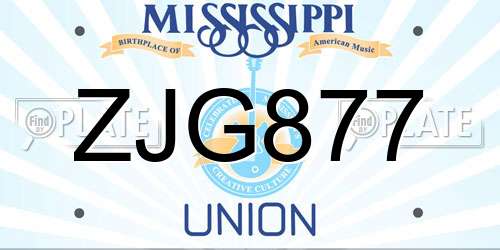 ZJG877 Mississippi License Plate