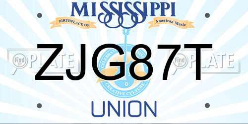 ZJG87T Mississippi License Plate
