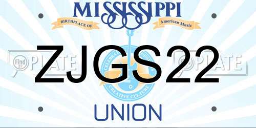 ZJGS22 Mississippi License Plate