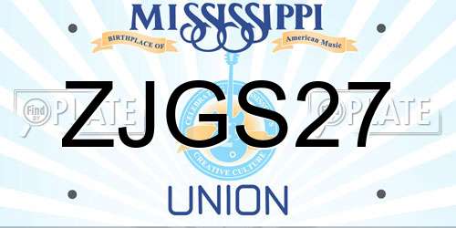 ZJGS27 Mississippi License Plate