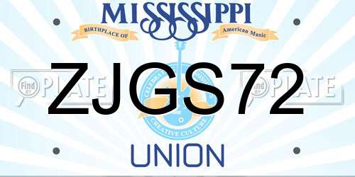 ZJGS72 Mississippi License Plate