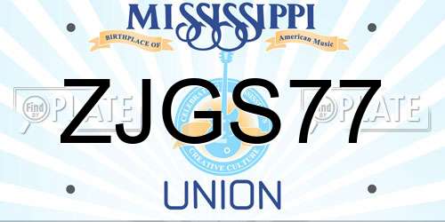 ZJGS77 Mississippi License Plate