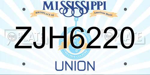 ZJH6220 Mississippi License Plate