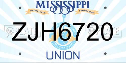 ZJH6720 Mississippi License Plate