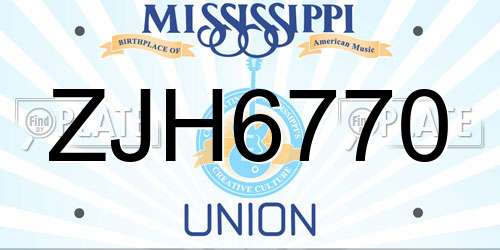 ZJH6770 Mississippi License Plate