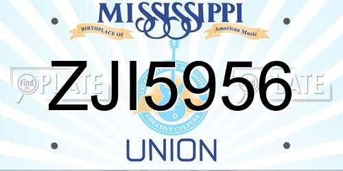 ZJI5956 Mississippi License Plate
