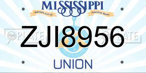 ZJI8956 Mississippi License Plate