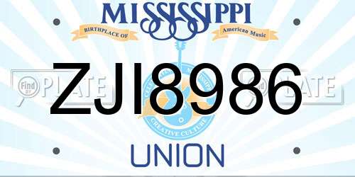 ZJI8986 Mississippi License Plate