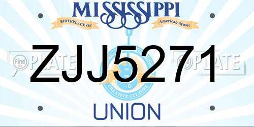 ZJJ5271 Mississippi License Plate