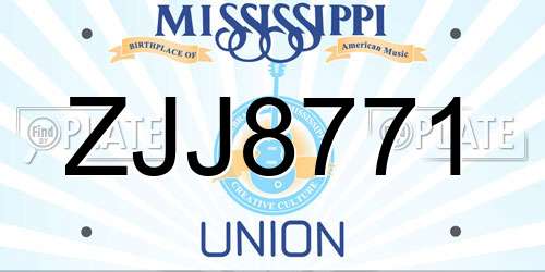 ZJJ8771 Mississippi License Plate