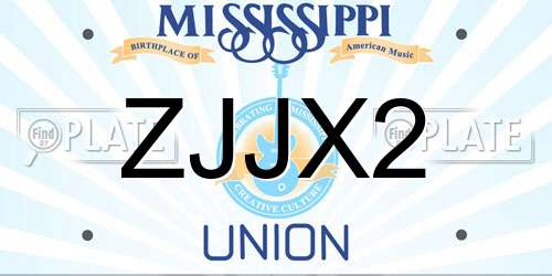 ZJJX2 Mississippi License Plate
