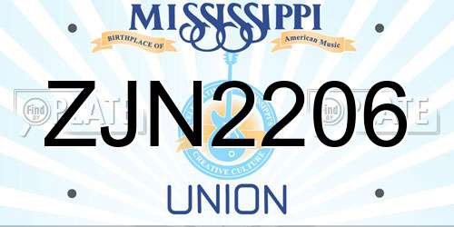 ZJN2206 Mississippi License Plate
