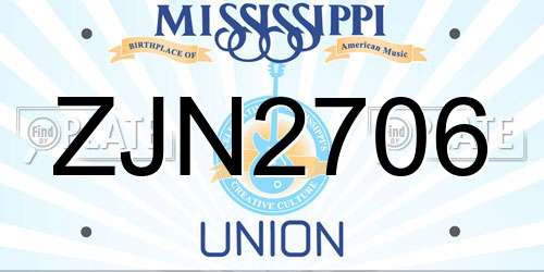 ZJN2706 Mississippi License Plate