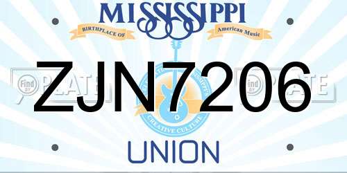 ZJN7206 Mississippi License Plate