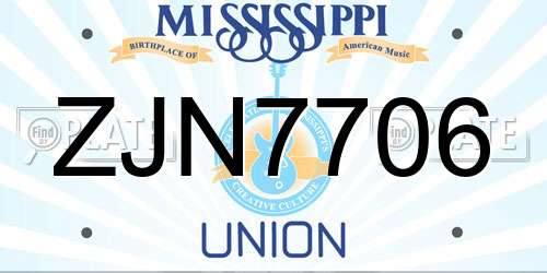 ZJN7706 Mississippi License Plate
