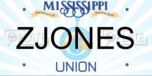 ZJONES Mississippi License Plate