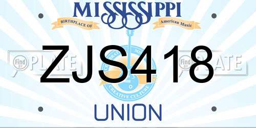 ZJS418 Mississippi License Plate